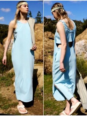 Free People x FP Movement Hot Shot Twist Back Maxi Dress in blue